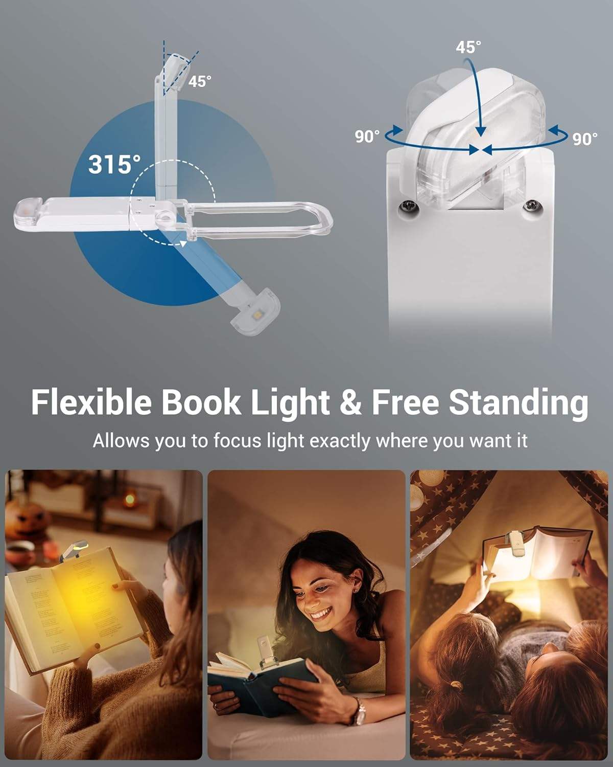 In The Trend TY-251125-12 Rechargeable Book Light - Portable LED Reading Lamp